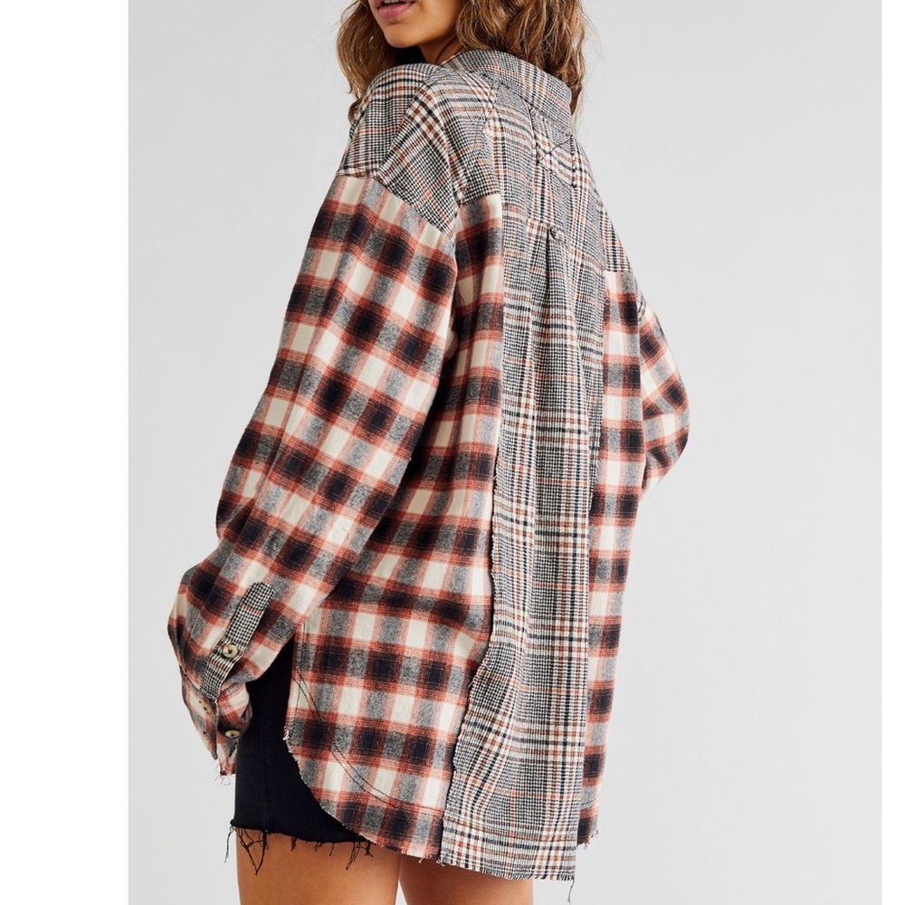 Free People Wildfire Plaid Top